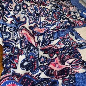 Talbots Navy, Pink & White Paisley Print Scarf